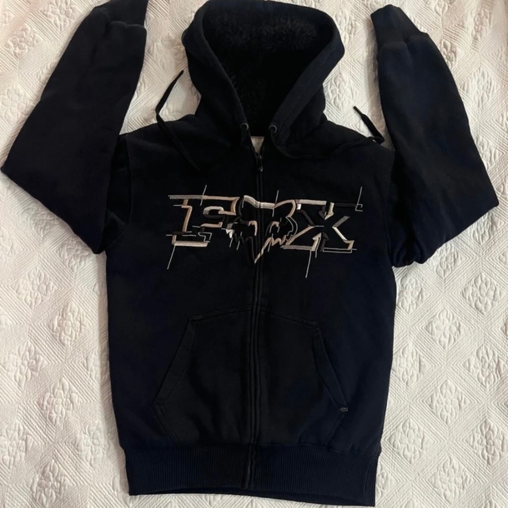 EUC! ♥️*RARE* Fox Racing SASQUATCH HOODIE ZIP-UP JACKET (BLK Embroidered) 34/36